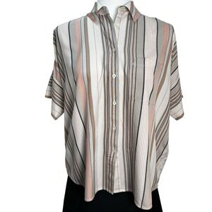 Madewell Women's Button Up Shirt Sz‎ XS Short Sleeves Oversized Stripes Vericose
